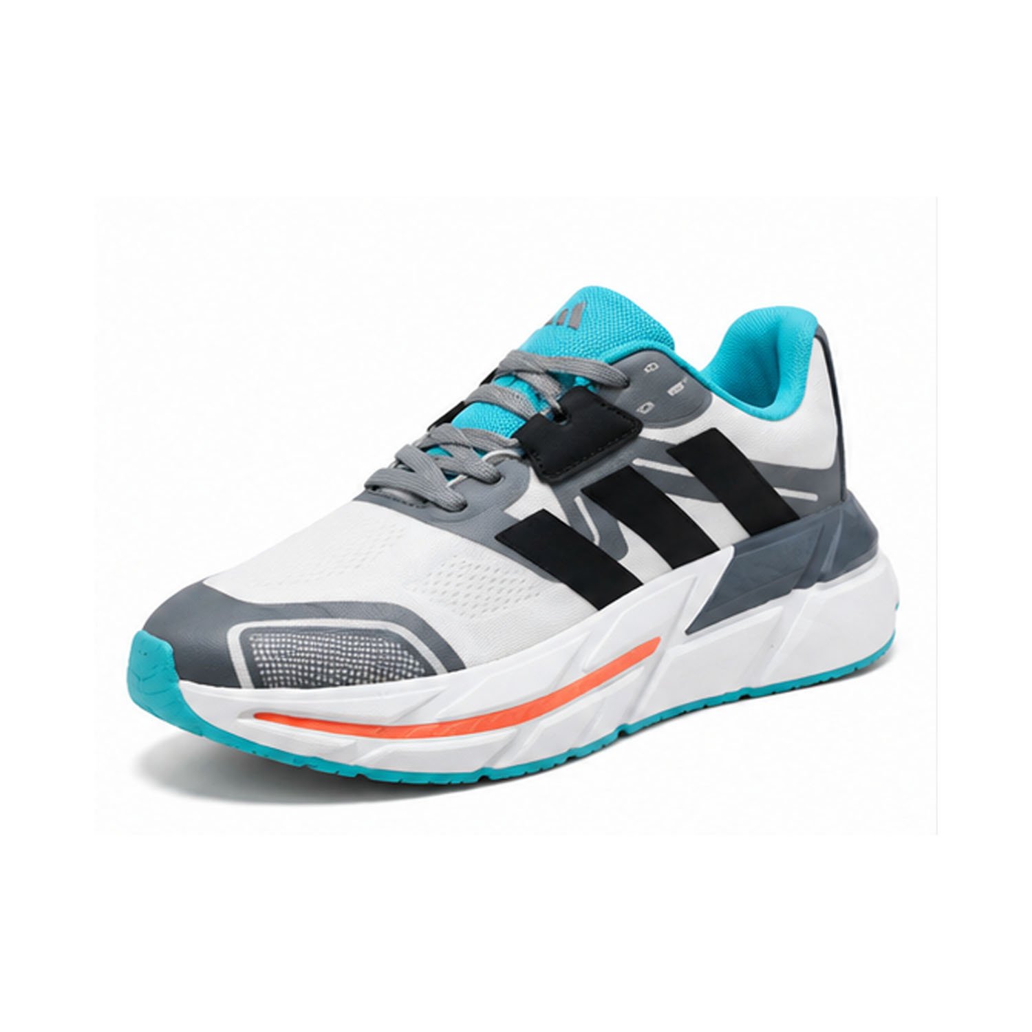 AQUA STRIDE CHUNKY SPORTS SNEAKERS-WHITE,GREY & TURQUOISE - Image 2
